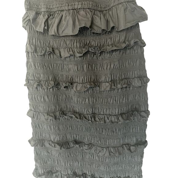 CLEOBELLA Black Poplin Ruffle Strapless Halter Elodie Midi Dress Size Large - Picture 7 of 11